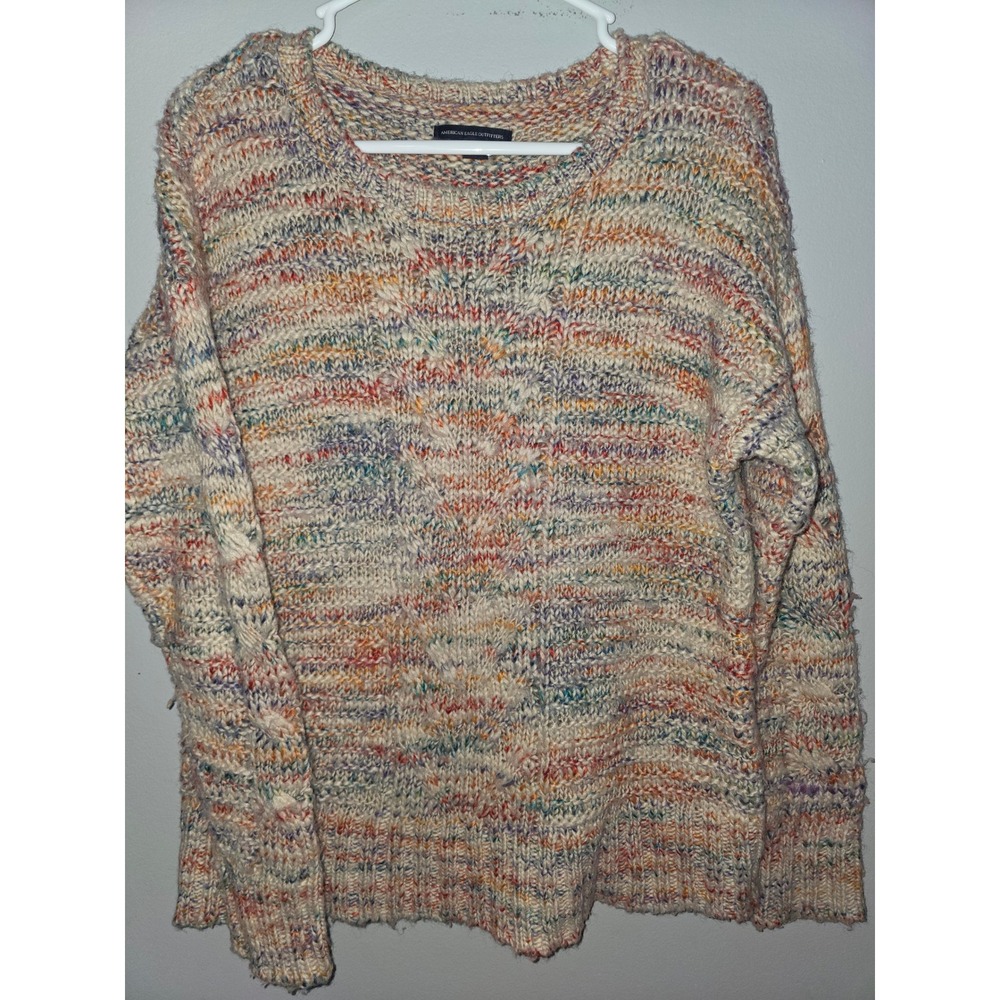 American Eagle Multi-Color Confetti Chunky Knit Wool Blend Sweater Womens Small